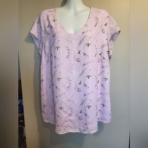 Denver Hayes Lavender Floral Blouse, Size XL